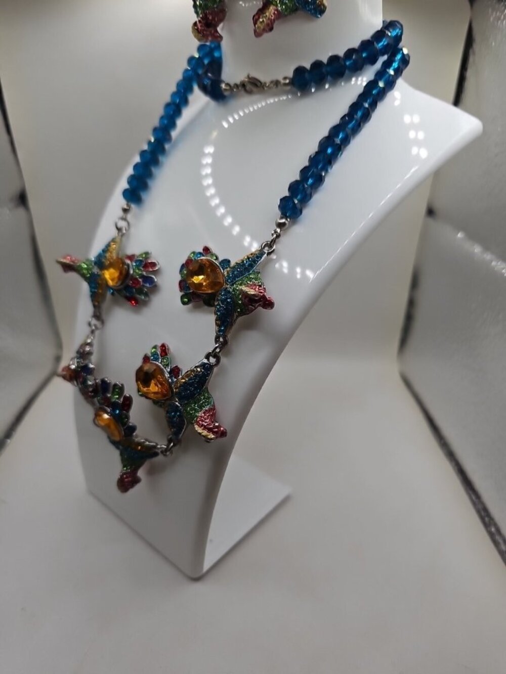 swarovski blue crystal necklace and earring set - Picture 2 of 10